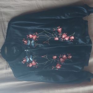 WALTER BAKER satin bomber with floral embroidery, M